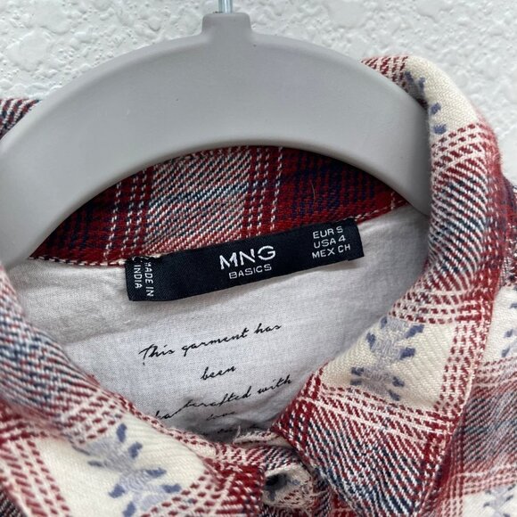 MNG Mango Basics Aztec Southwestern Print Flannel Button Up Shirt Womens size 4 - Picture 2 of 6